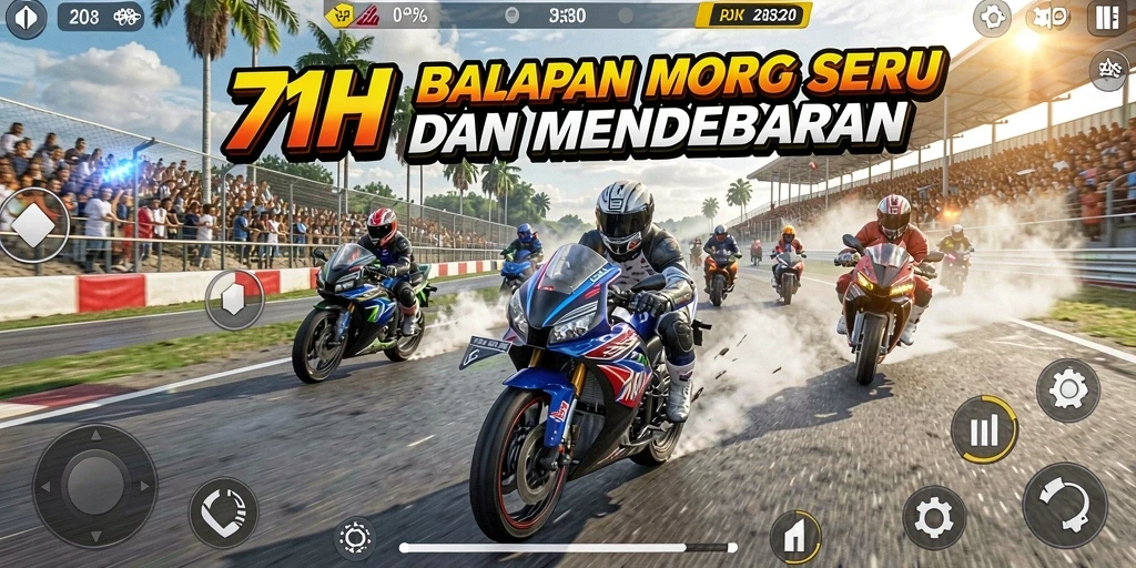 Gameplay seru balapan motor di 71H dengan grafis berkualitas tinggi.