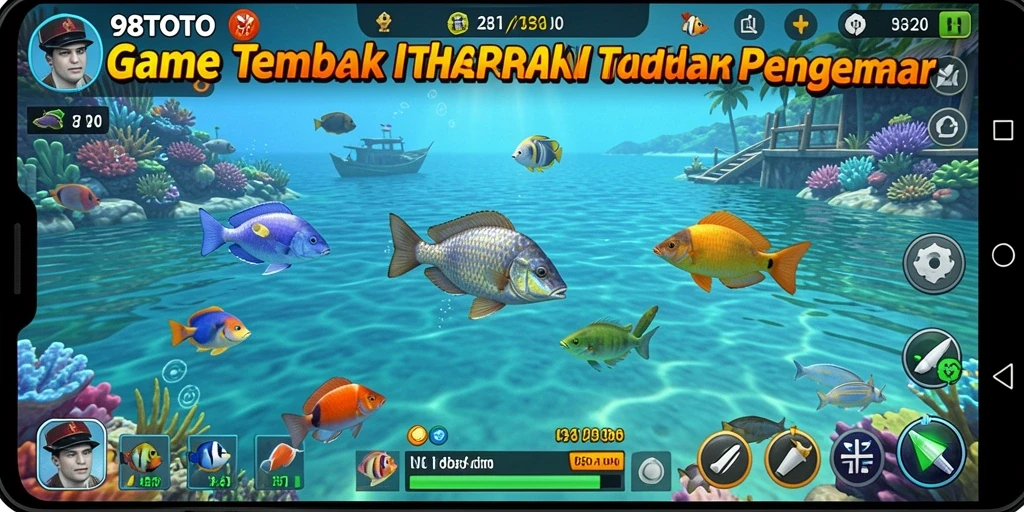 Screenshot gameplay 98TOTO yang menampilkan aksi tembak ikan.