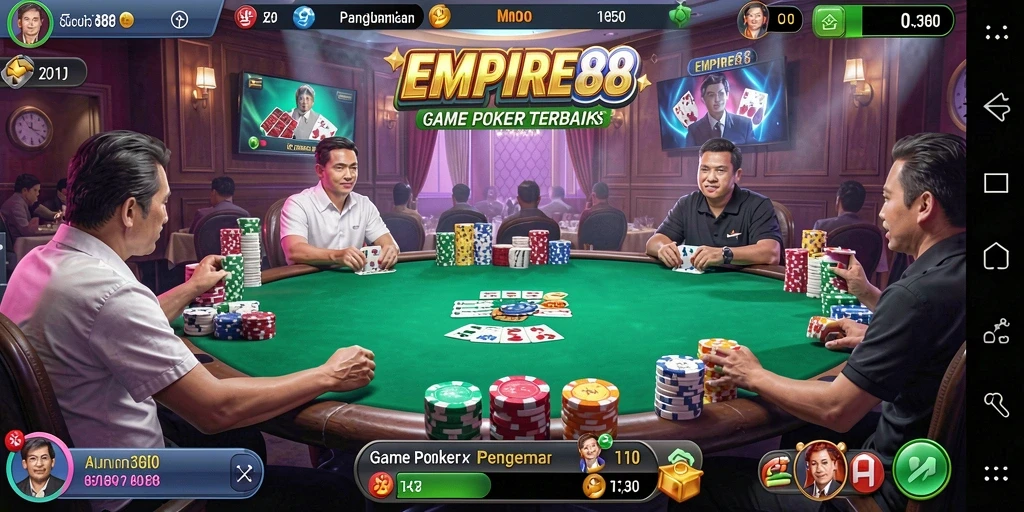 Tampilan gameplay seru di EMPIRE88 dengan aksi poker mendebarkan.