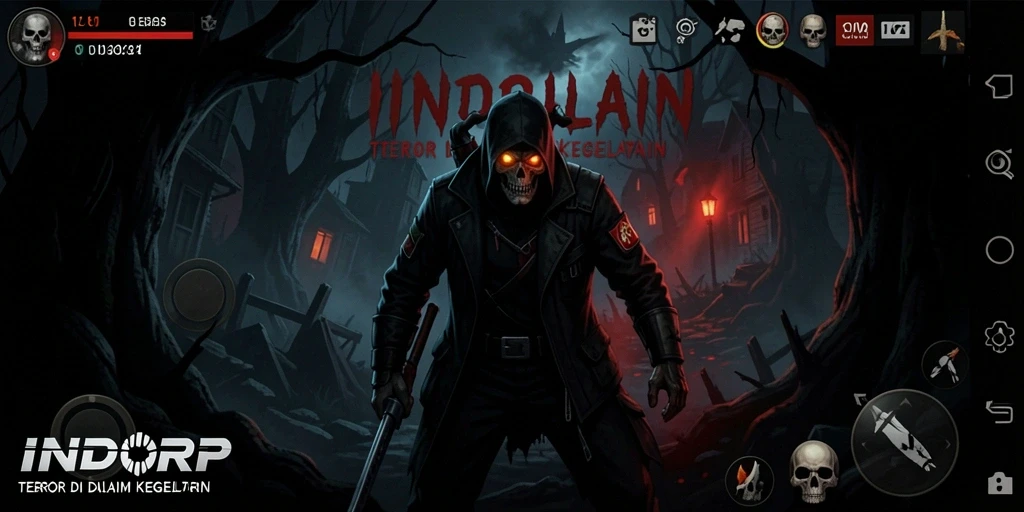 Screenshot gameplay INDORP yang menampilkan suasana kegelapan dan ketegangan.