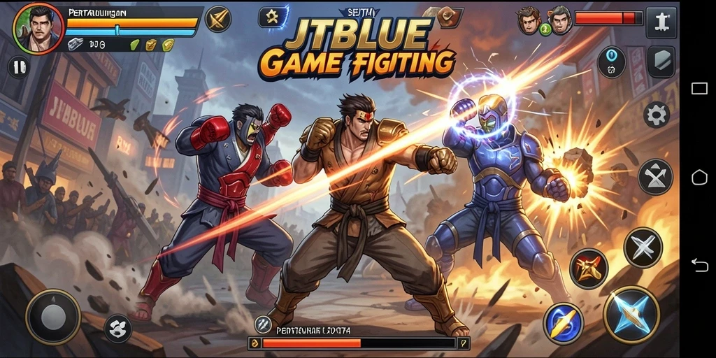 Tampilan pertarungan mendebarkan di JTBLUE dengan efek visual yang menakjubkan.