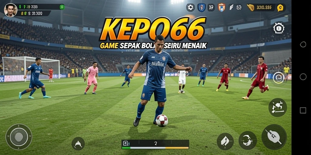 Tampilan gameplay seru dan menegangkan di lapangan sepak bola.