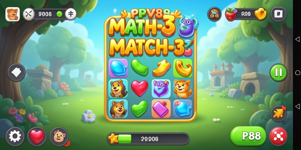 Tangkapan layar gameplay PPV88 yang menampilkan aksi Match-3 yang seru.