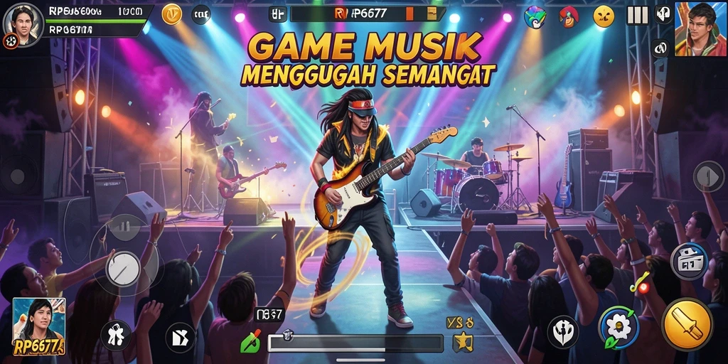 Screenshot utama RP6677 menampilkan gameplay musik yang seru dan mengasyikkan.