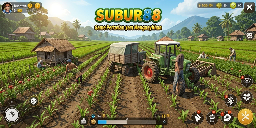 Screenshot gameplay SUBUR88 menampilkan kebun yang subur dan indah.