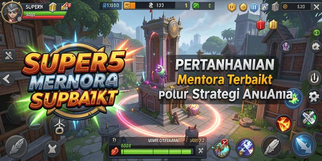 Tangkapan layar menunjukkan aksi seru dalam gameplay Tower Defense SUPER5.