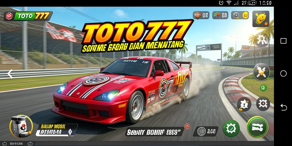 Tampilan gameplay TOTO777 yang menegangkan dengan mobil balap cepat.