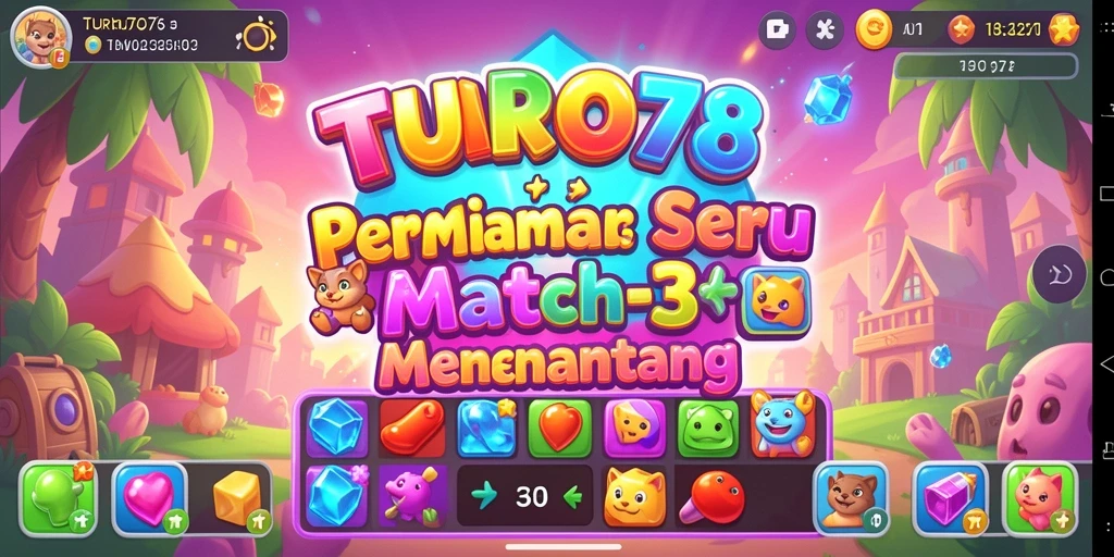 Tampilan gameplay seru di TURBO78 dengan kombinasi warna-warna cerah.