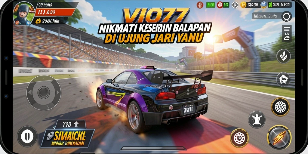 Tampilan gameplay balapan yang mendebarkan di VIO77.